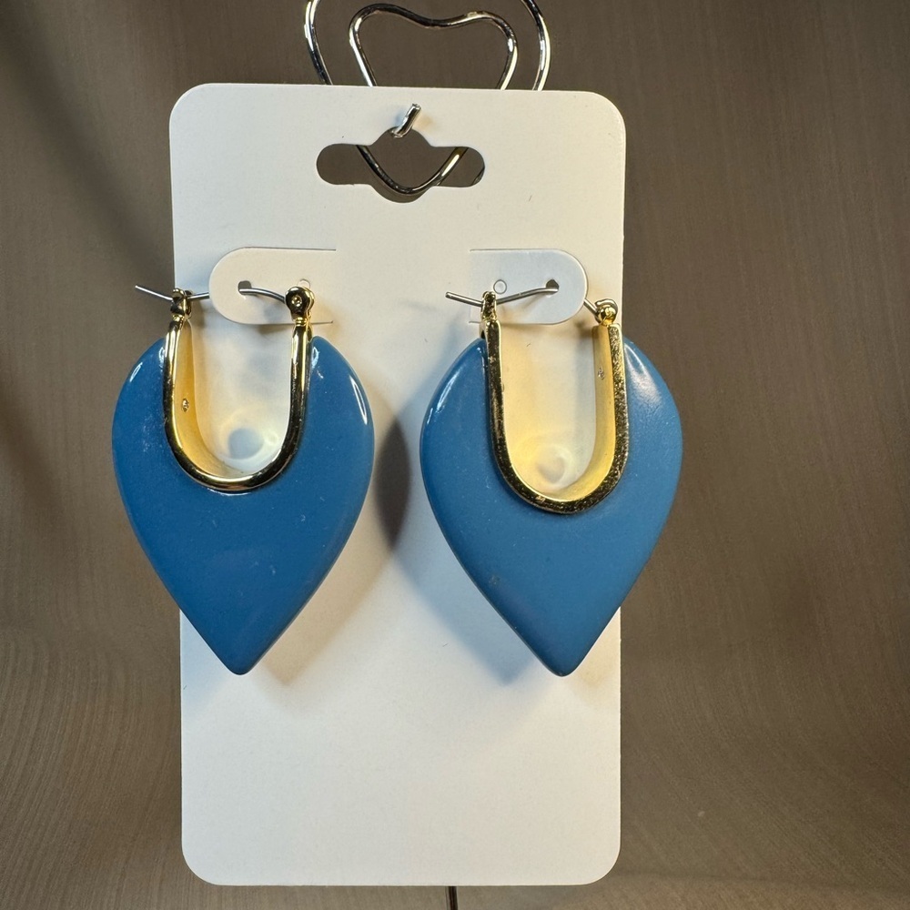 Blue and Gold Teardrop Earrings